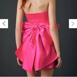 Vibrant Pink Strapless Dress with Bow